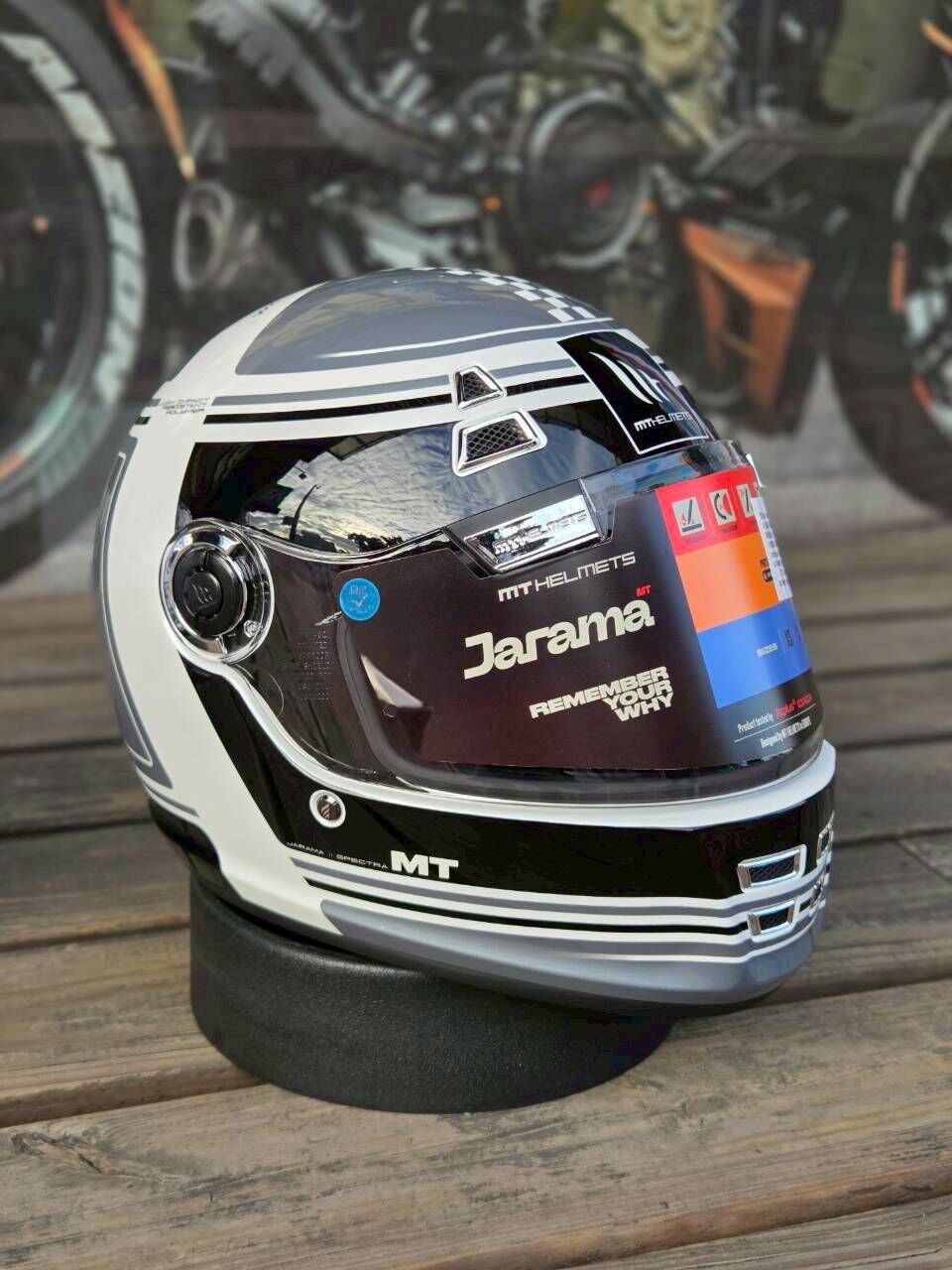 MT Helmets Jarama 彩繪 黑白灰波譜 全罩 復古帽 樂高帽