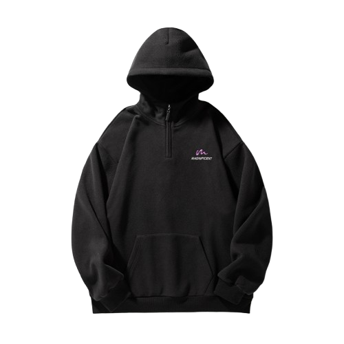 美式重磅摇粒绒復古半拉鍊帽T L3844