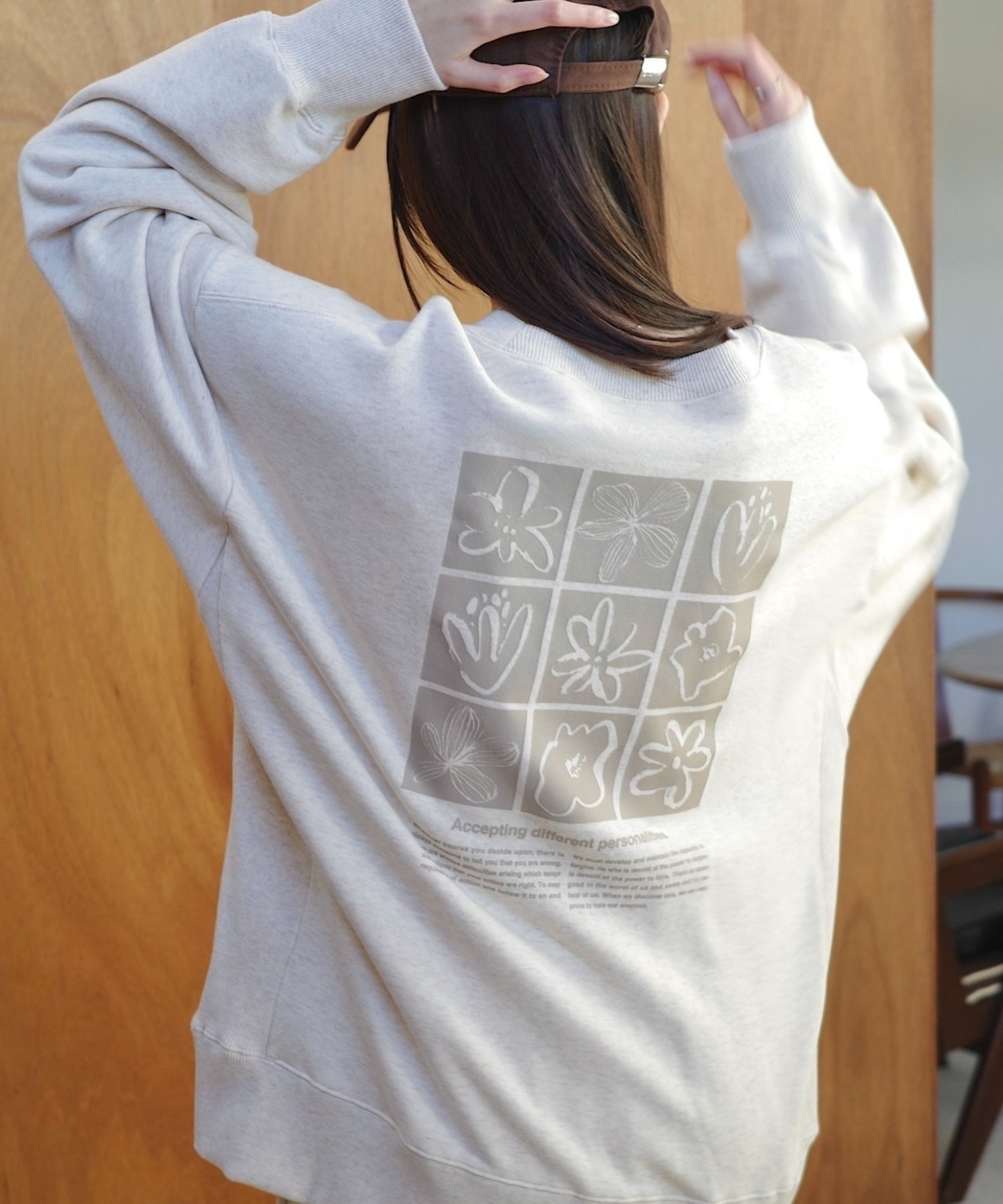 [現貨] ANME / Logo Flower Illustration Print Fleece Sweatshirt