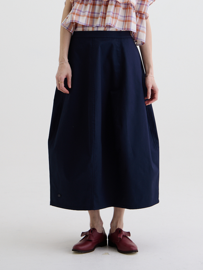 立體剪接氣球裙-藏青