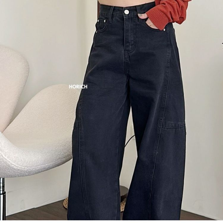 𝗗𝗲𝗰.𝟮𝟯 / 10381-今年必收牛仔寬鬆繭型褲(5色)S-XL / 黑色