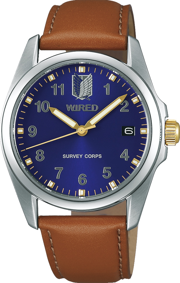 萬年鐘錶 - ALBA  雅柏錶 WIRED  X《進擊的巨人》Eren聯名款藍面皮革款男錶 AY8007X1 / VJ42-KH30B 錶徑38.8MM