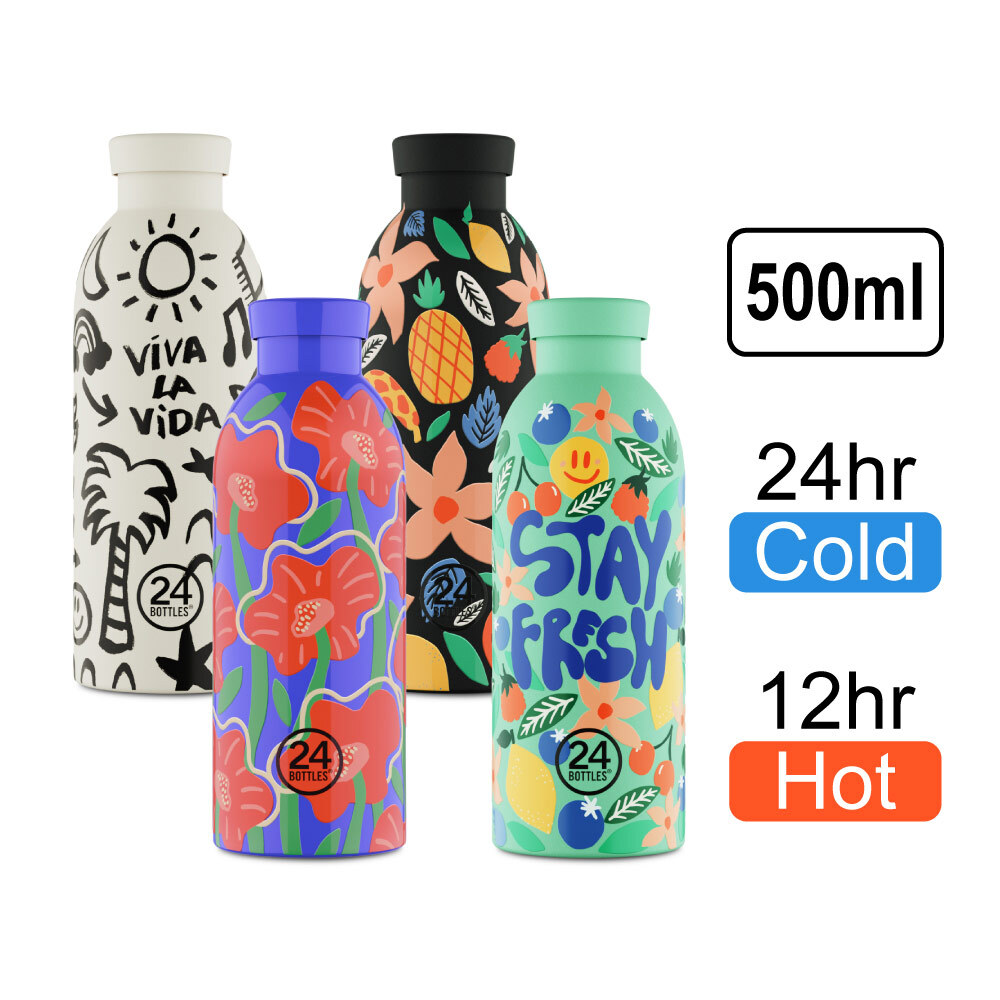 義大利 24Bottles 不鏽鋼雙層保溫瓶 500ml / 綻放系列