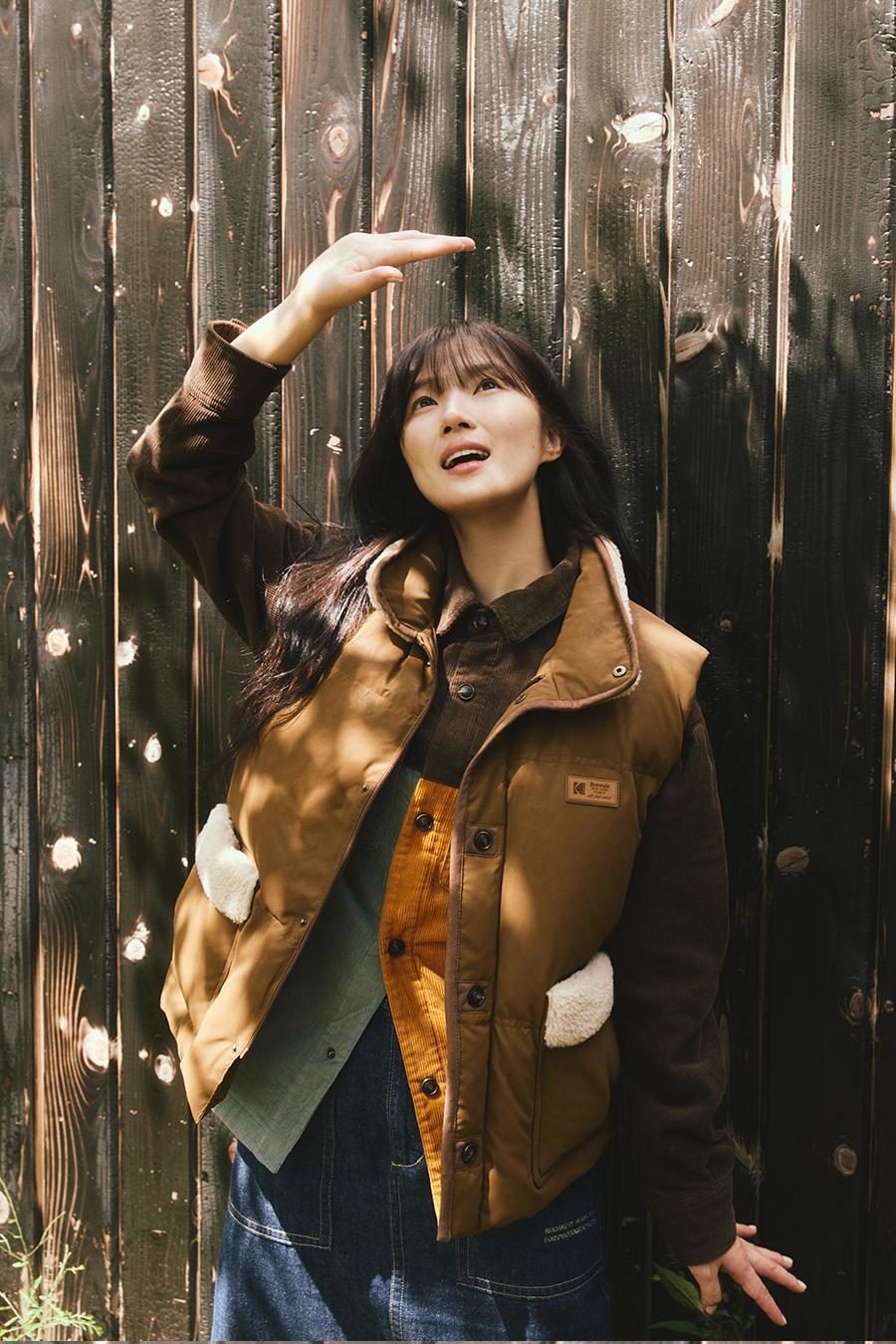 韓國 KODAK柯達｜韓星金惠奫同款 Brownie撞色鋪棉襯衫外套(2色可選)