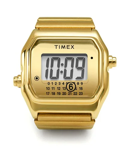 萬年鐘錶 - TIMEX 天美時   T80 復古金電子款'戒指錶 TW2Y50100 錶徑20MM  戒圍:美國尺寸10