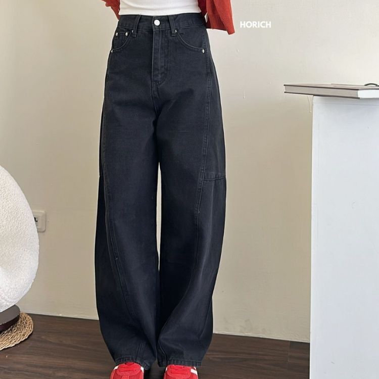 𝗗𝗲𝗰.𝟮𝟯 / 10381-今年必收牛仔寬鬆繭型褲(5色)S-XL / 黑色