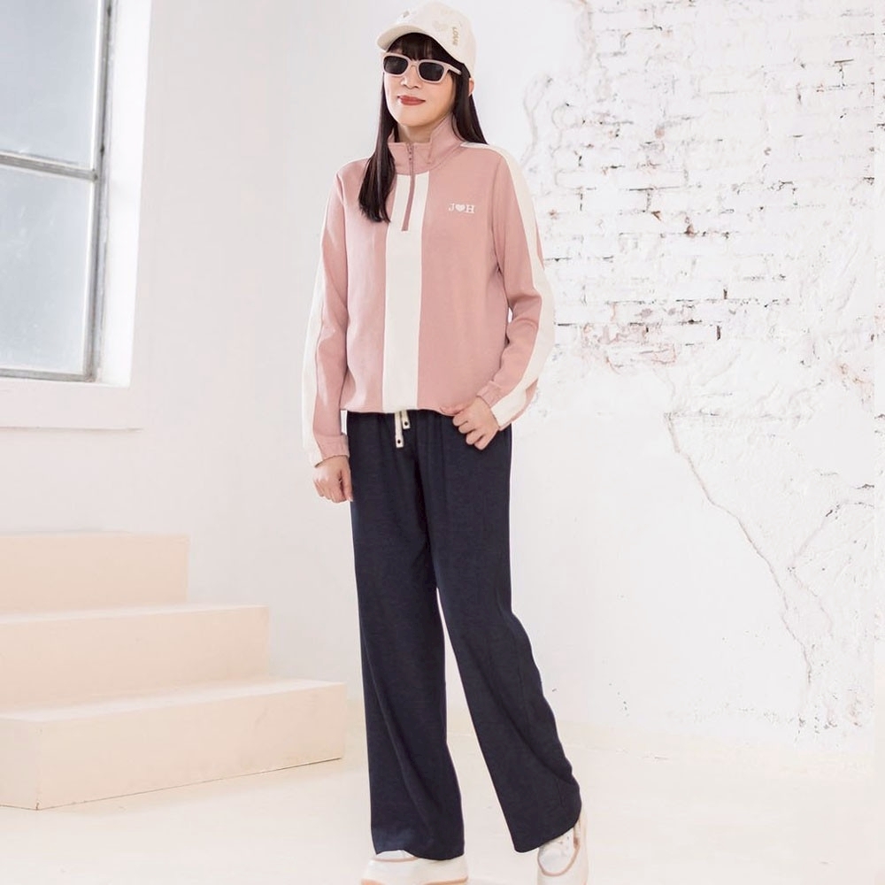 韓版腰頭時尚米色綁繩造型修身闊腿休閒長褲X6321