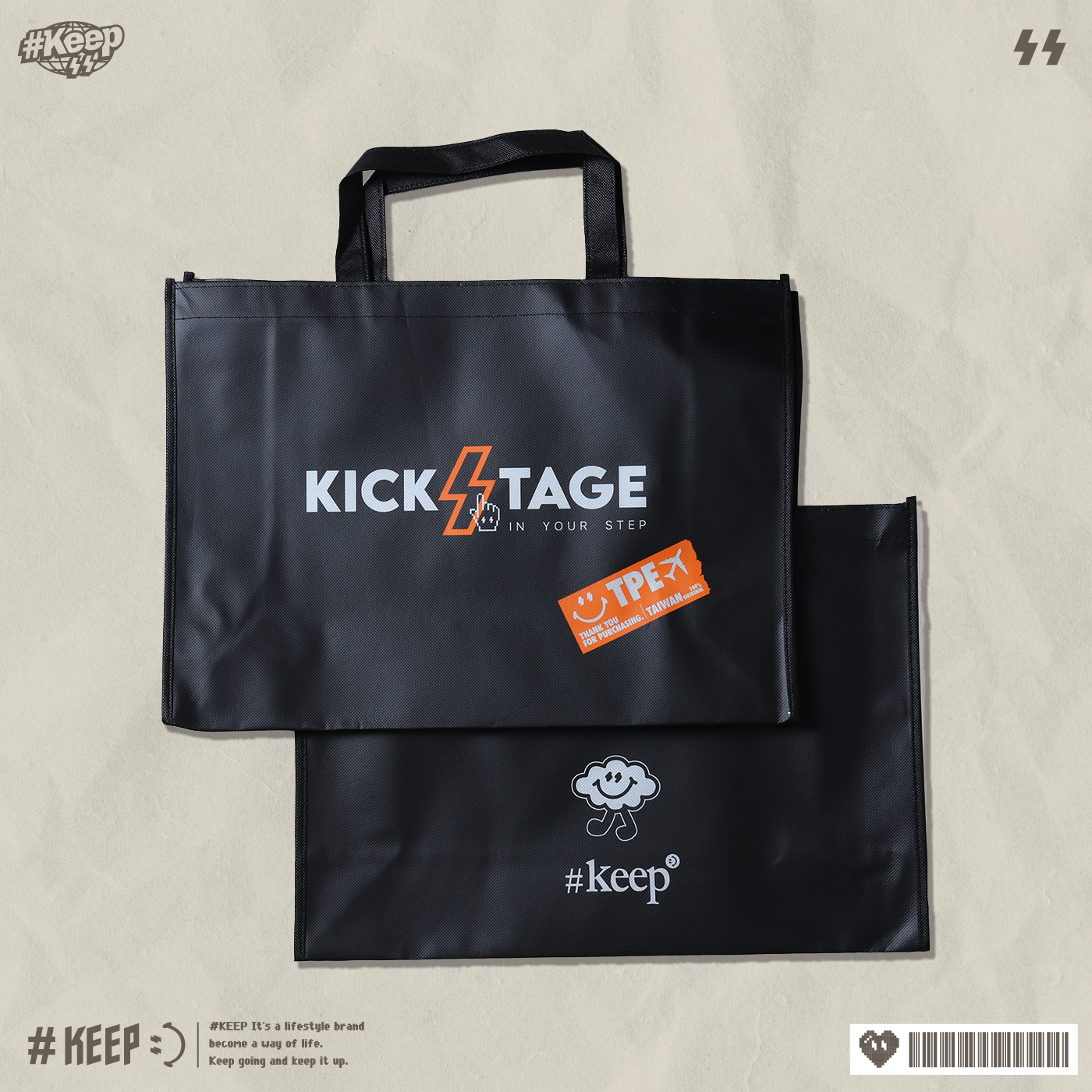 #KEEP CLOUD MAN SHOPPING BAG 黑色 笑臉 台北 大容量 手提 環保袋 收納袋 雲朵人 購物袋【KS335】