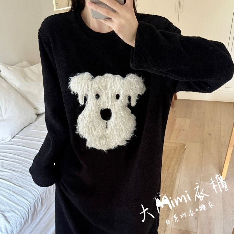 🔥暖呼呼系列-雪納瑞珊瑚絨睡裙