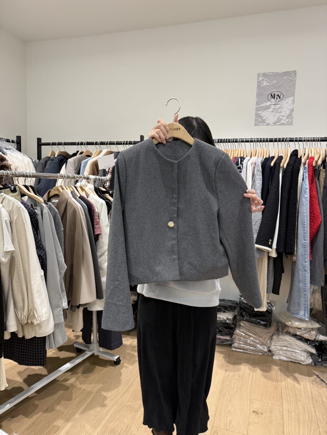 MN4905 灰色金色排扣西裝款外套 *特價* (優惠碼同充值購物金不適用)