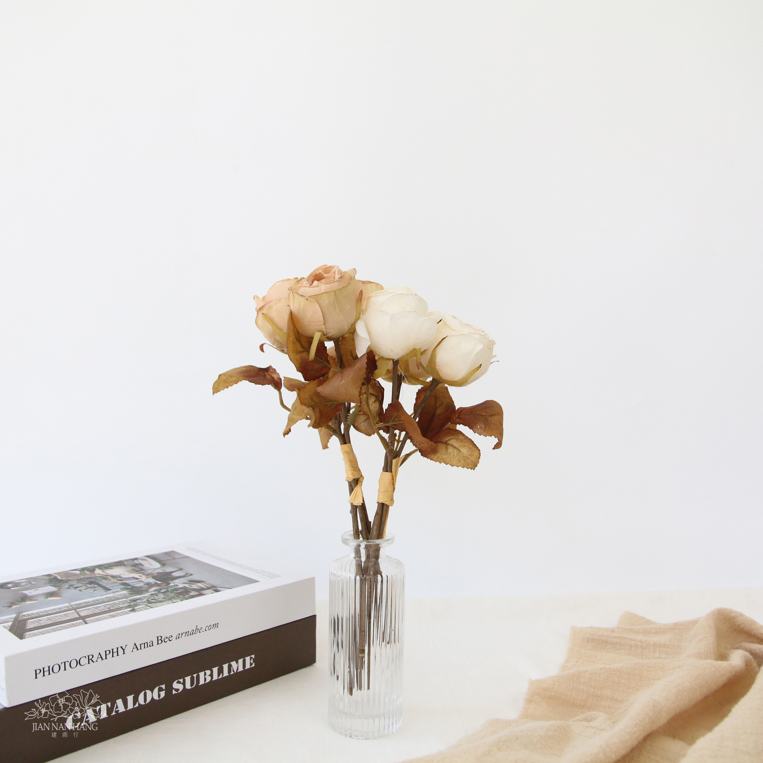 人造花 玫瑰花束乾燥色 2色