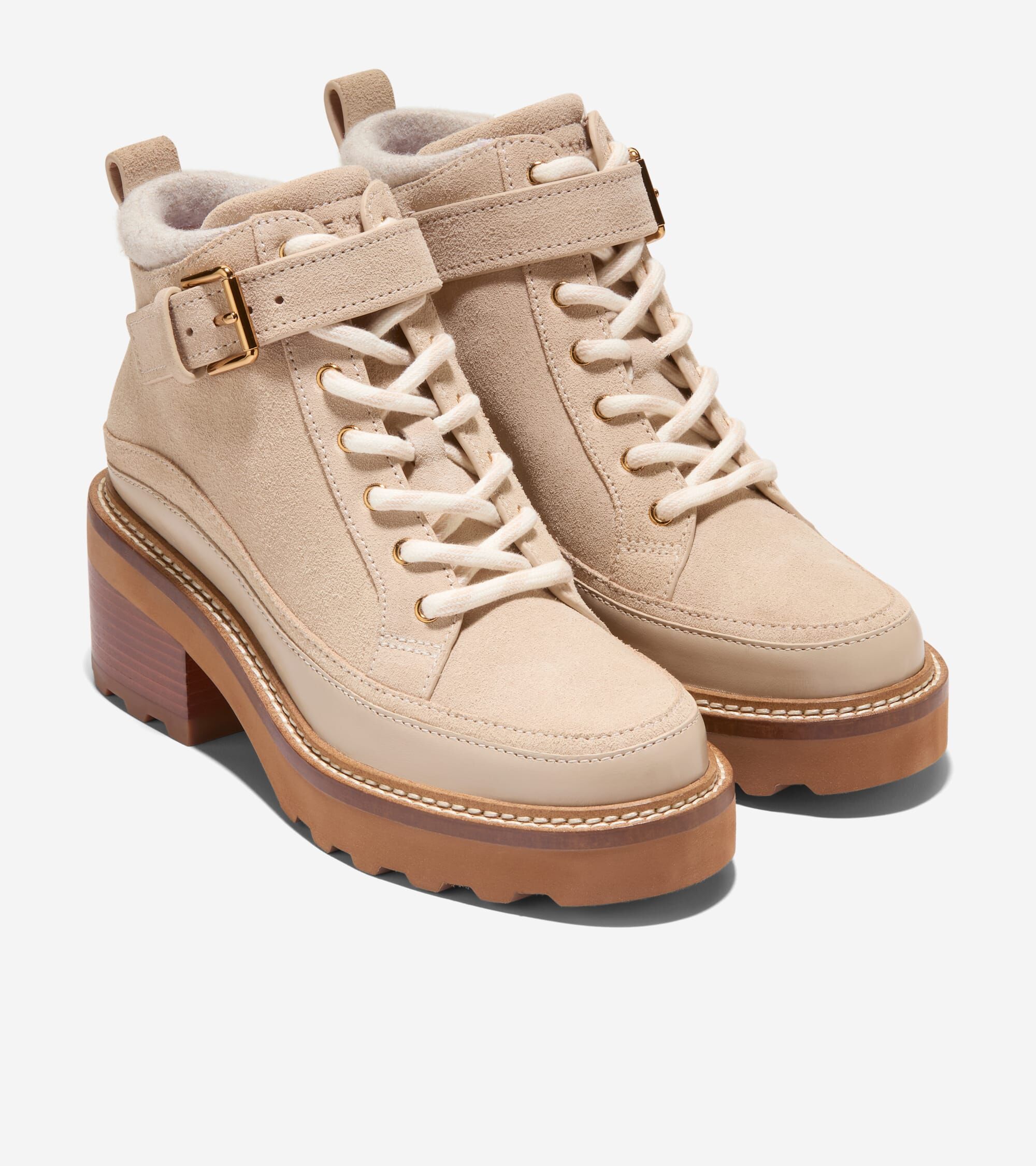 SHO-CCF1230-040 W34548-SHIBLEY WP LACE UP BOOTIES 米色 (BF款) (Size:35/35.5/36/37.5/38/38.5/39/39.5)