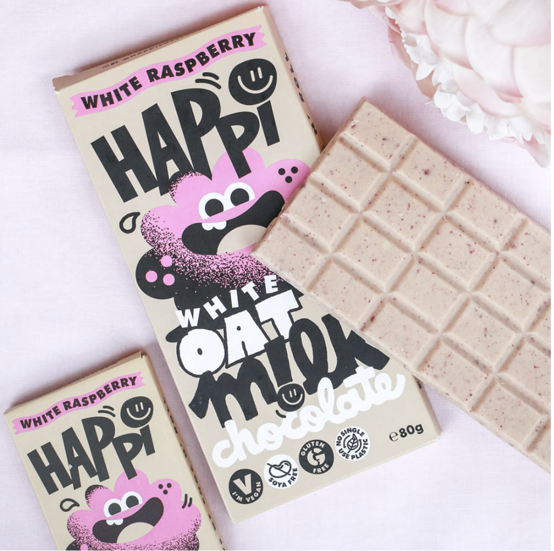 Happi Choc｜Oat M!lk Chocolate - White Raspberry