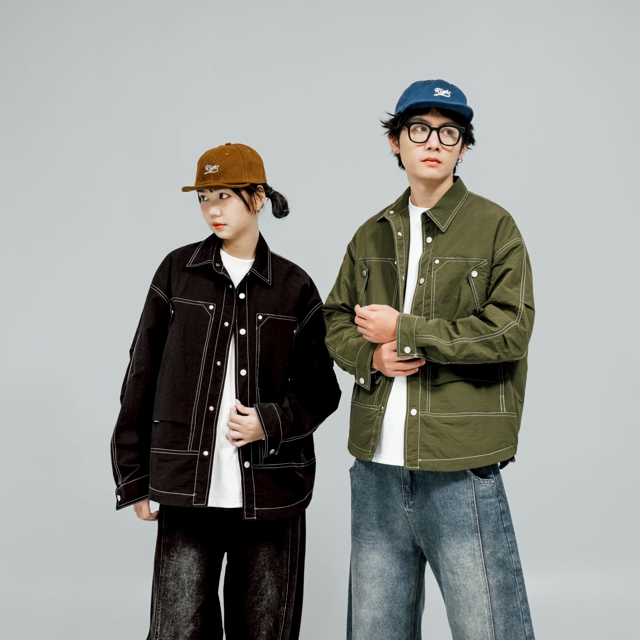 SBG 撞色車線立體口袋夾克【V0006】