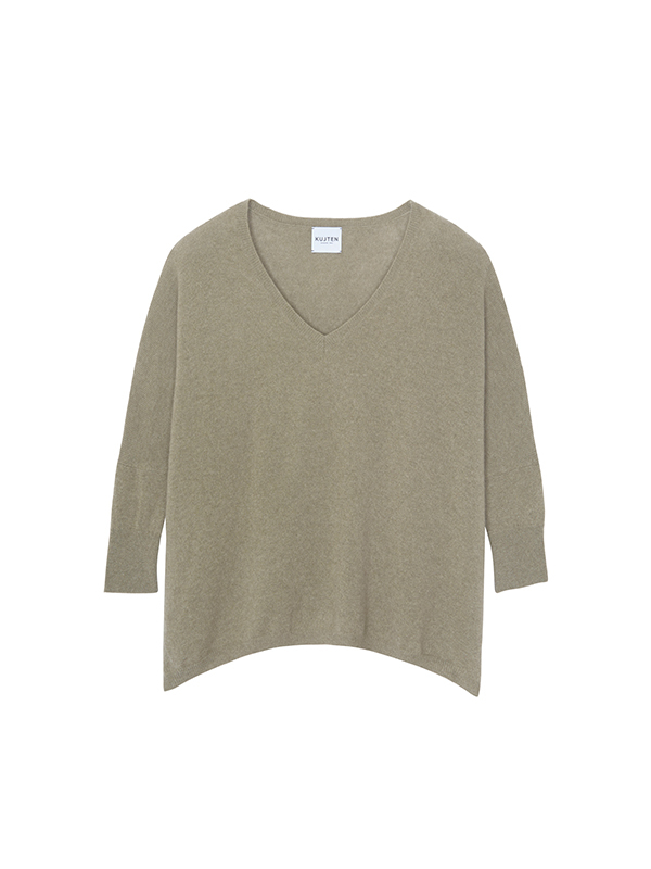 KUJTEN  V領七分袖上衣(橄欖綠)