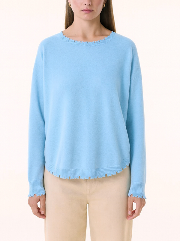 KUJTEN 鋸齒邊羊絨上衣(天空藍)