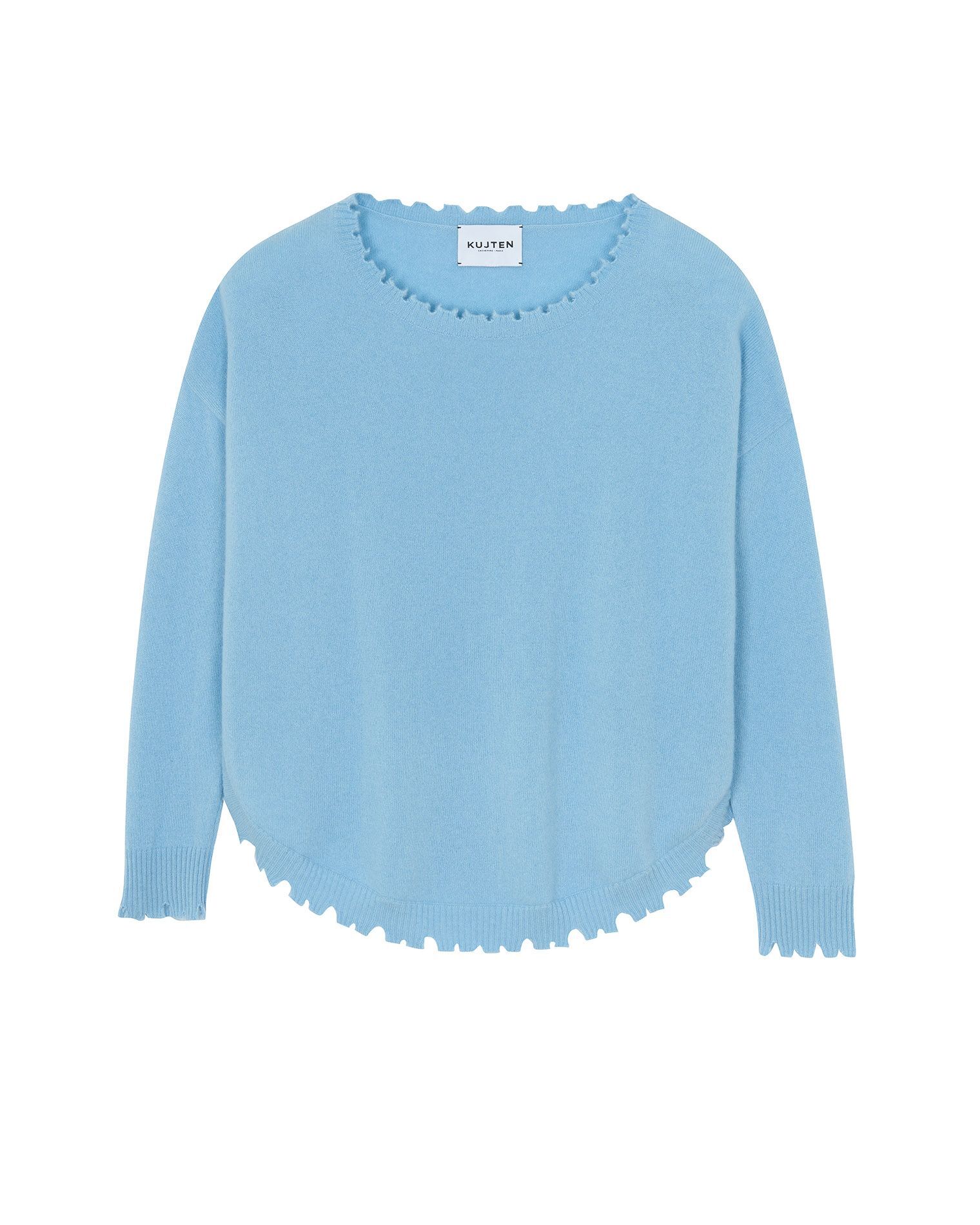 KUJTEN 鋸齒邊羊絨上衣(天空藍)