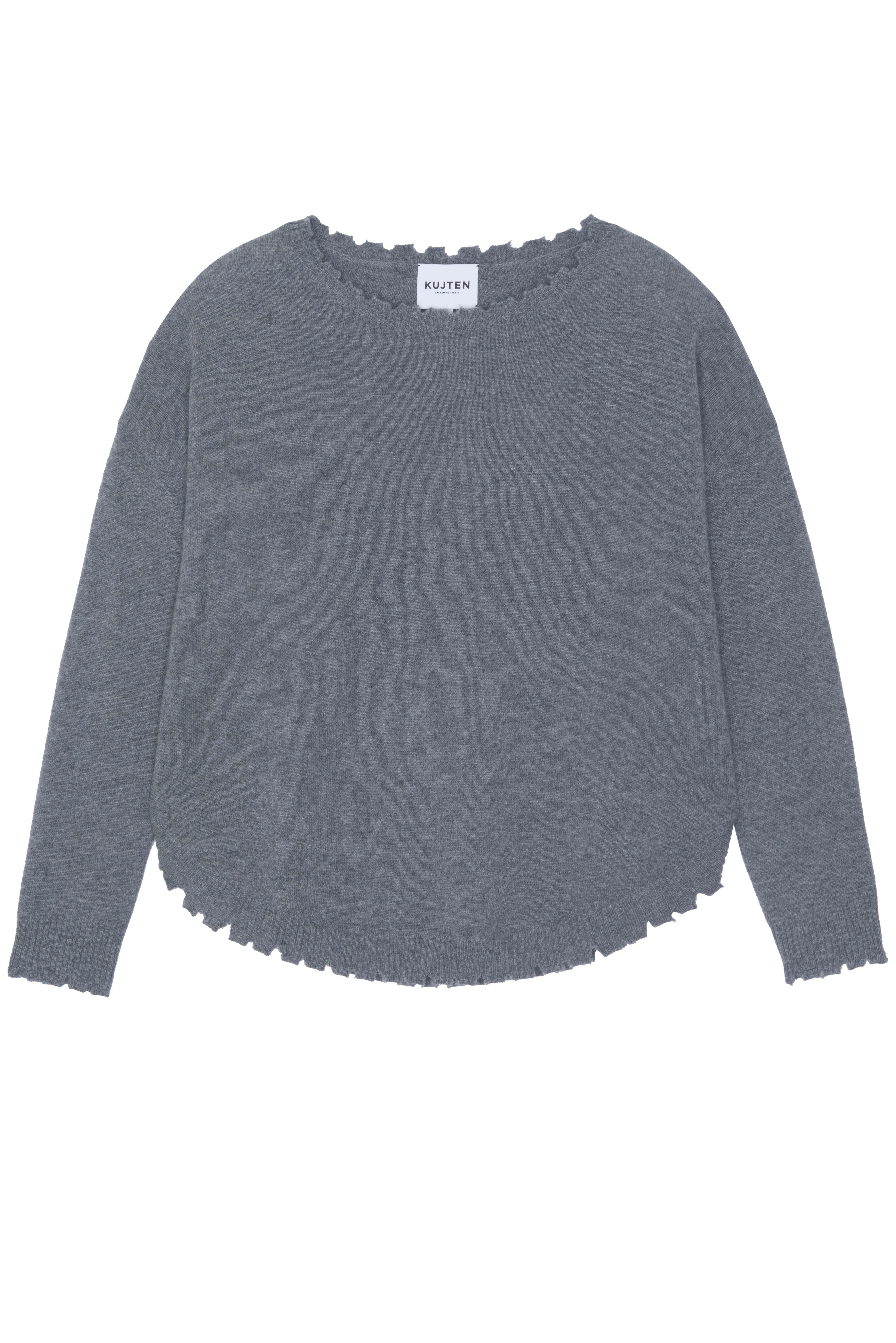 KUJTEN 鋸齒邊羊絨上衣(深灰)