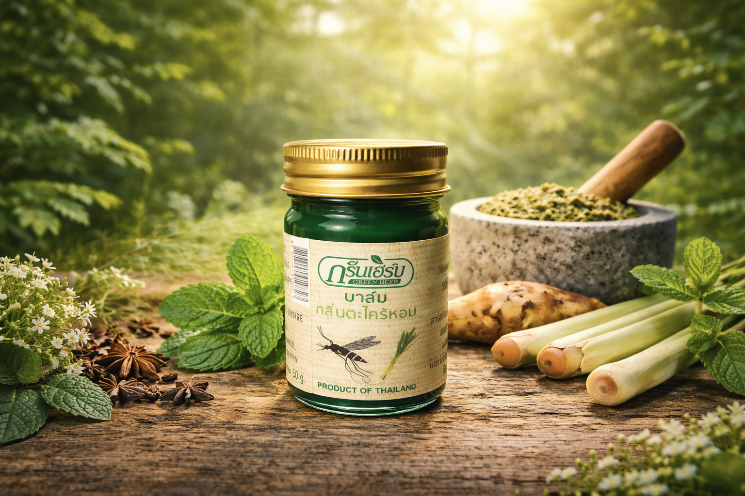 泰國 Green Herb 香茅防蚊膏 50g｜戶外防蚊 外用清涼舒適保養