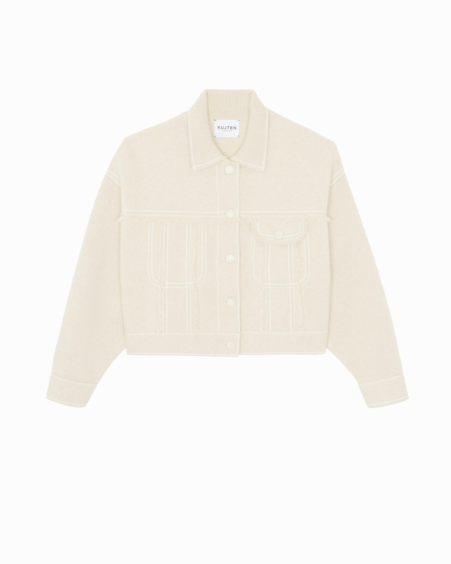KUJTEN 排釦羊絨短外套(米白)