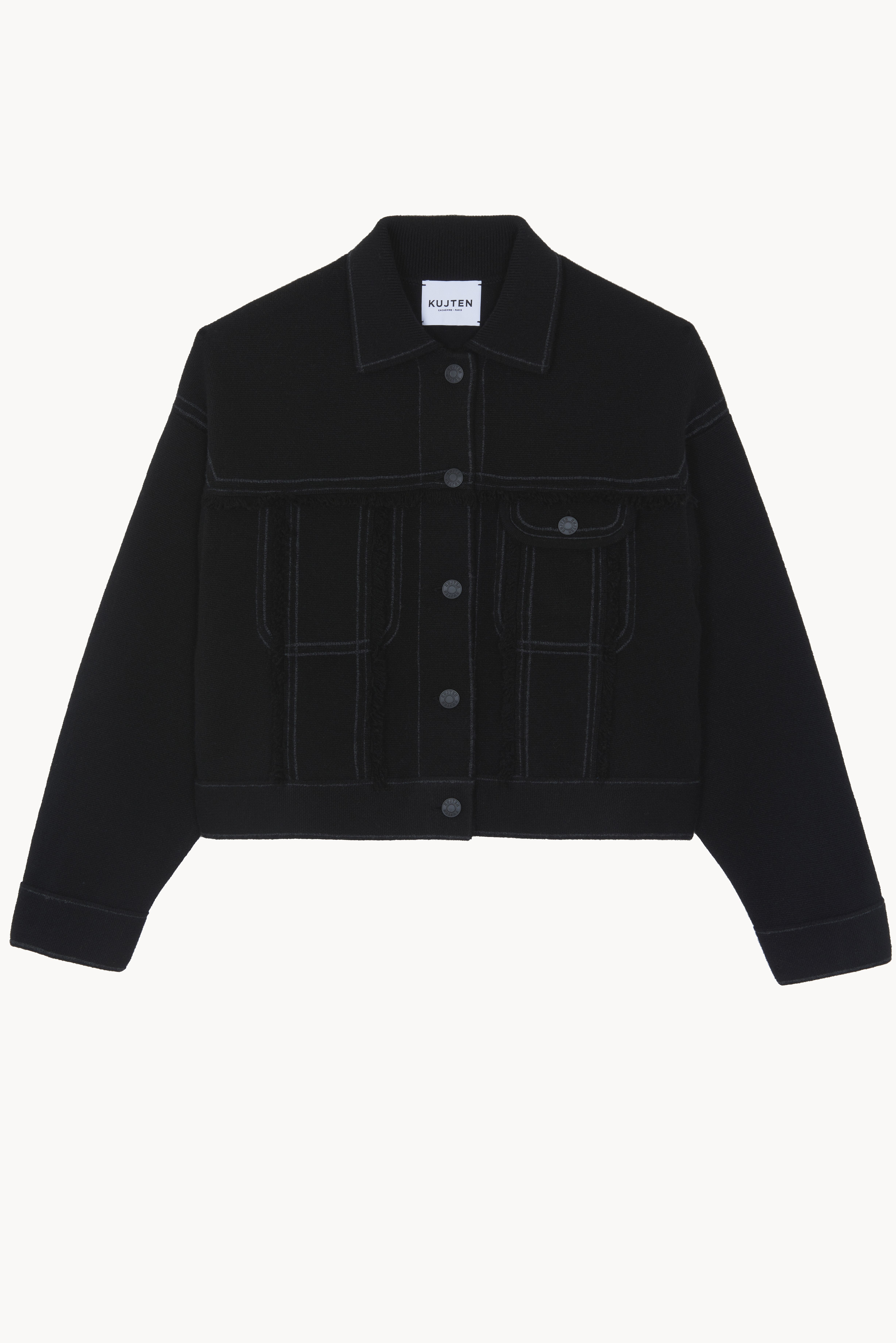 KUJTEN 排釦羊絨短外套(黑)