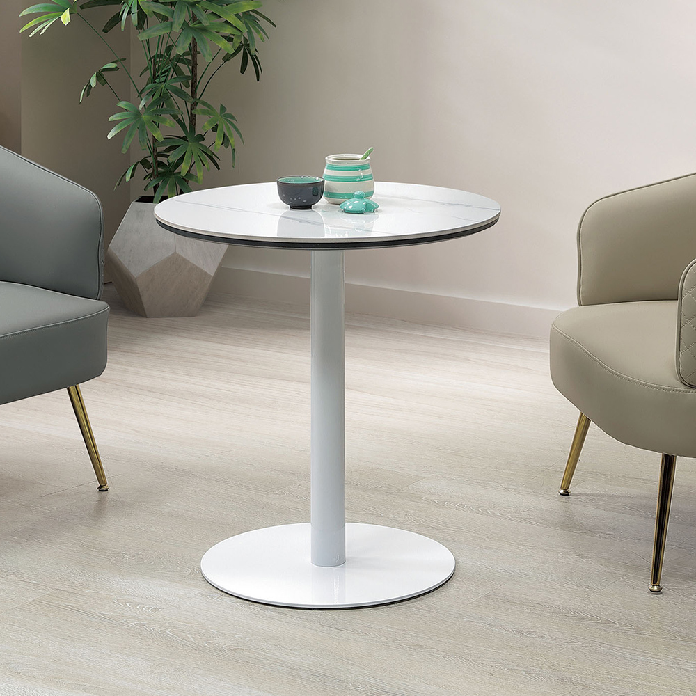 翠西2尺岩板圓型餐桌/小圓桌/休閒桌/商業洽談桌/商務桌