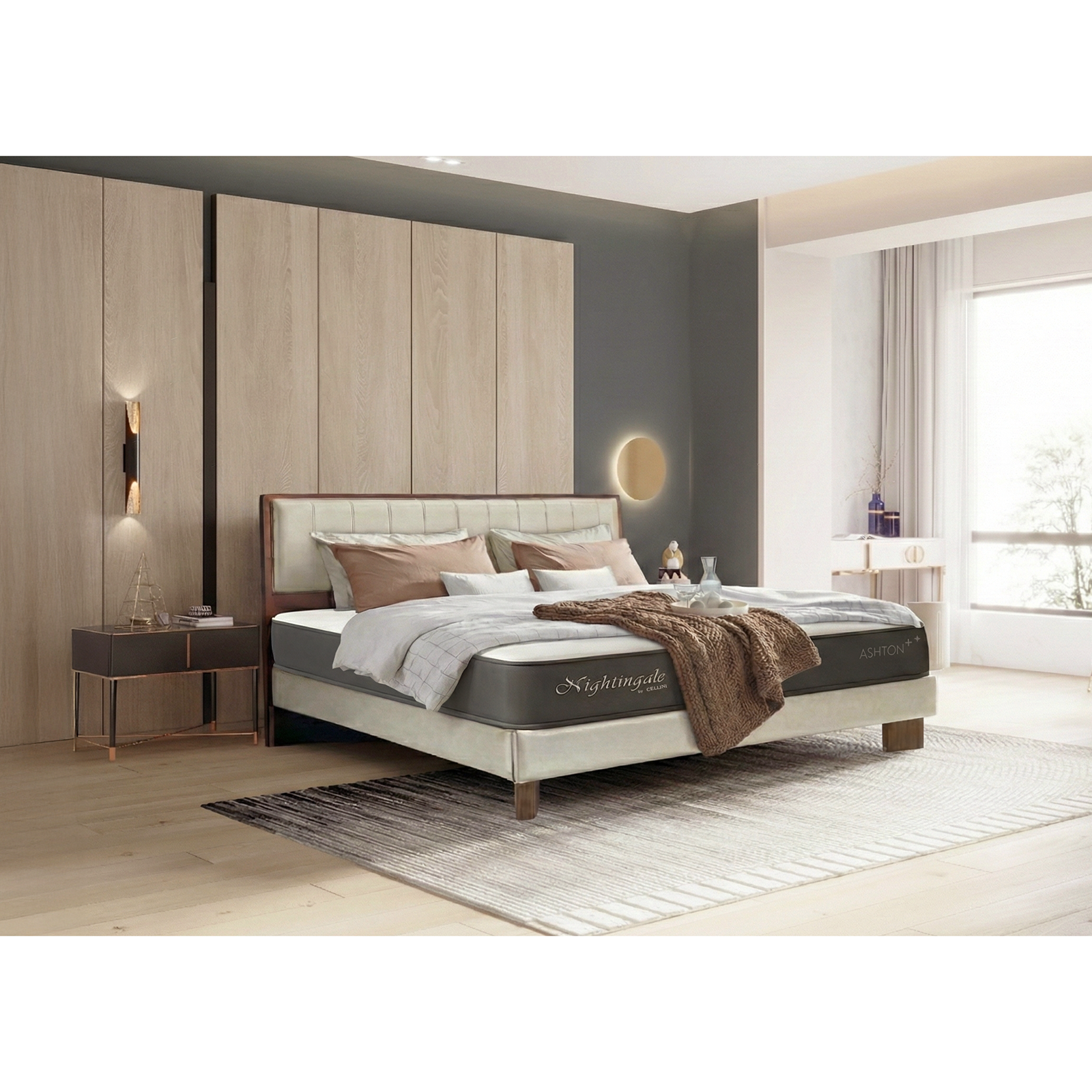 Trinity 高耐磨科技皮床架-白灰色 〔BB256〕