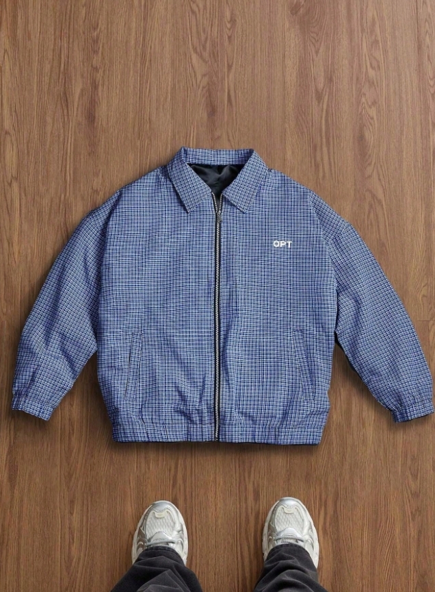 KADMAX大尺碼-男士藍色拉鍊夾克日常外套〈KSMS2724〉