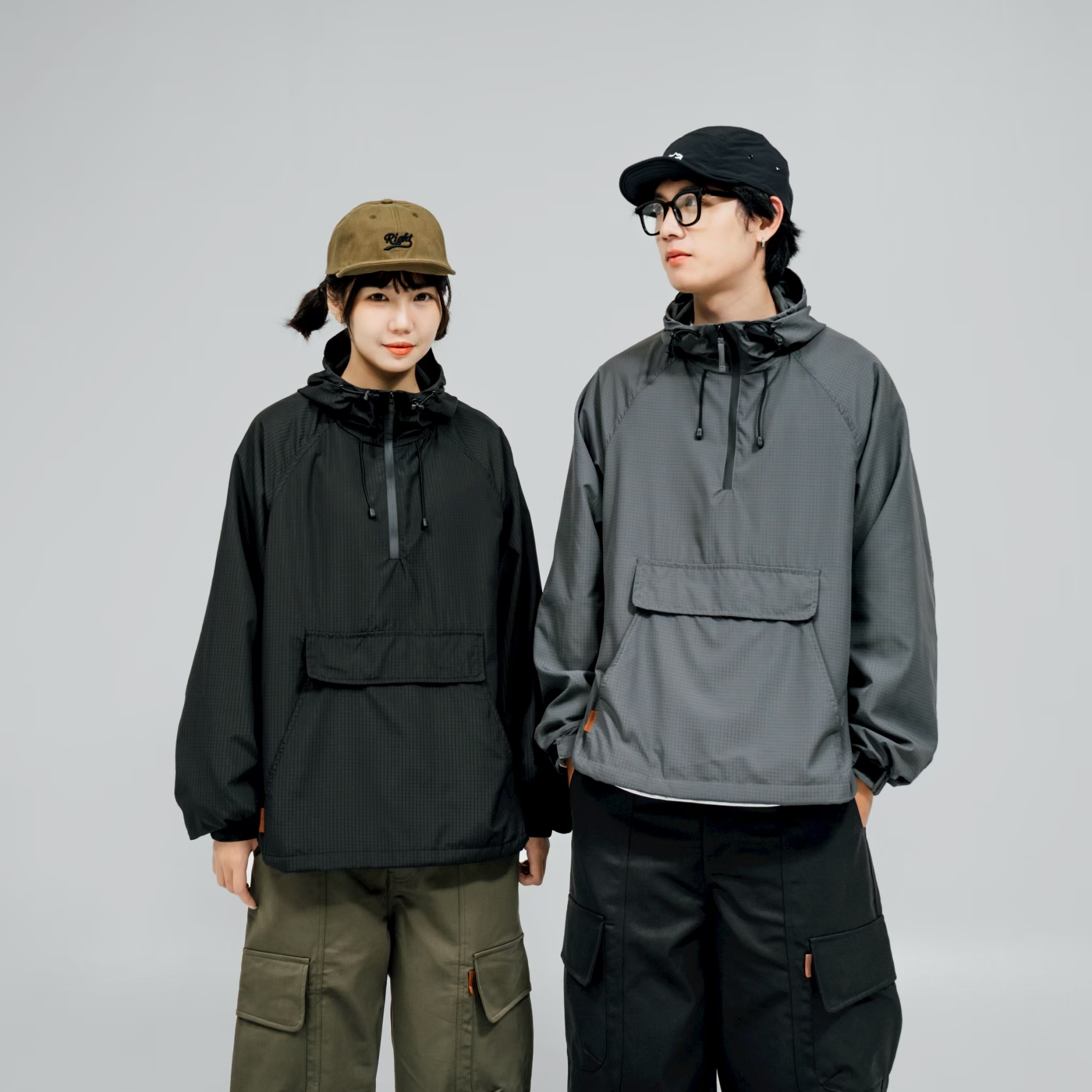 SBG 立體格紋連帽半拉鍊外套【SB6852】