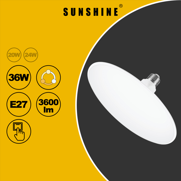 LED燈膽(UFO飛碟燈) 36W / E27大螺頭 / 牆身開關三色溫 (不可遙控及不可調光暗) LUFOB-36E27T