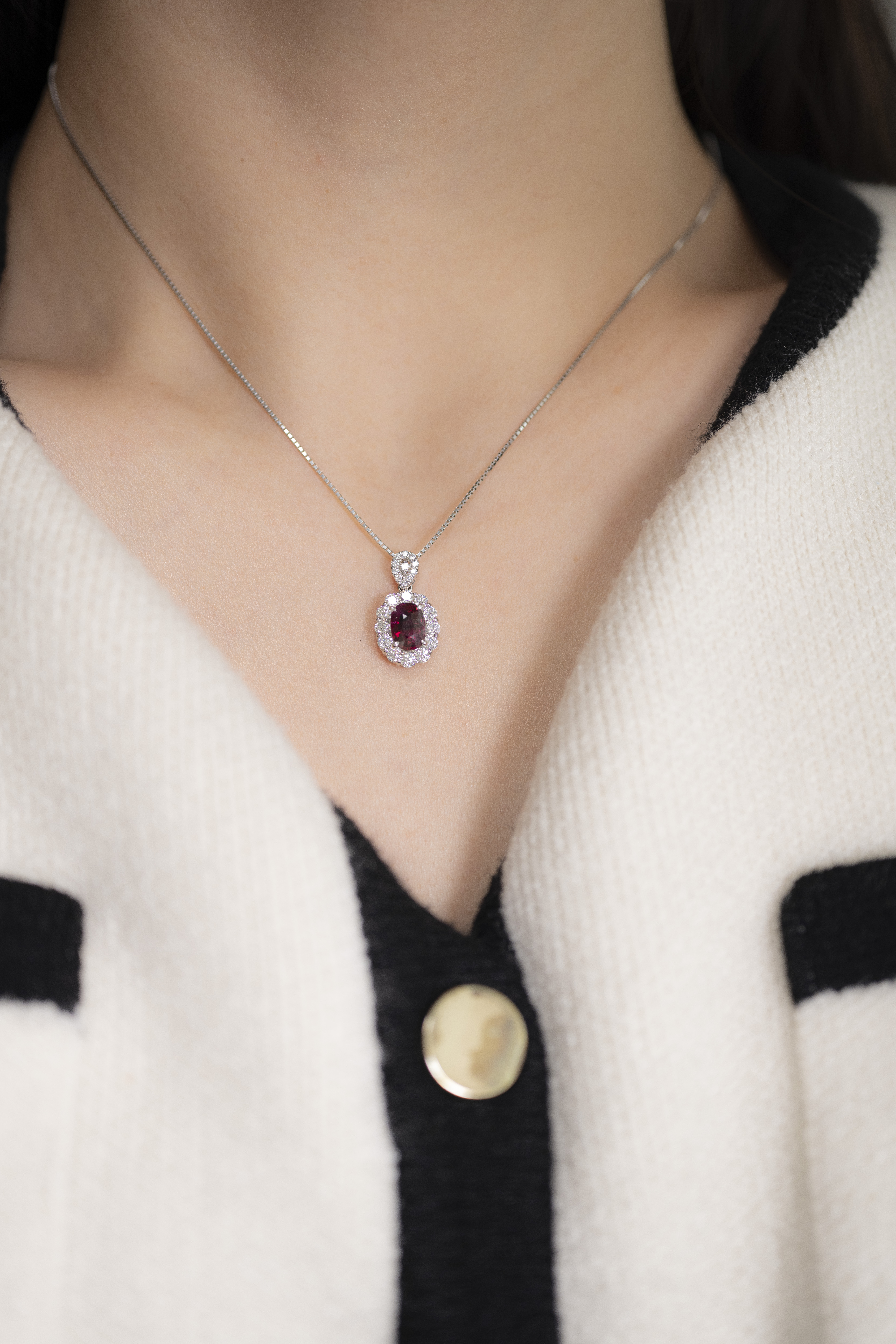 PT900 Diamond Ruby Necklace
