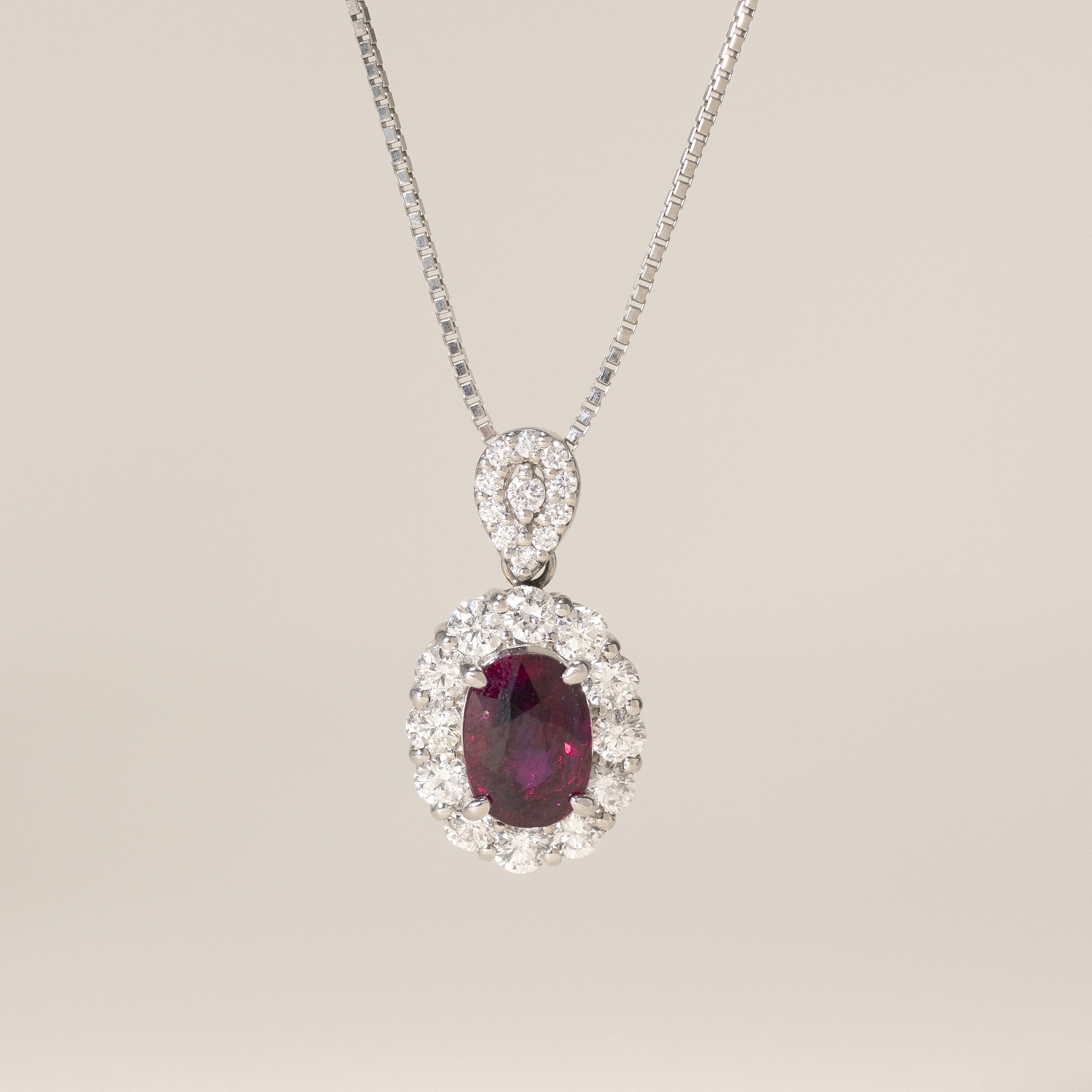 PT900 Diamond Ruby Necklace