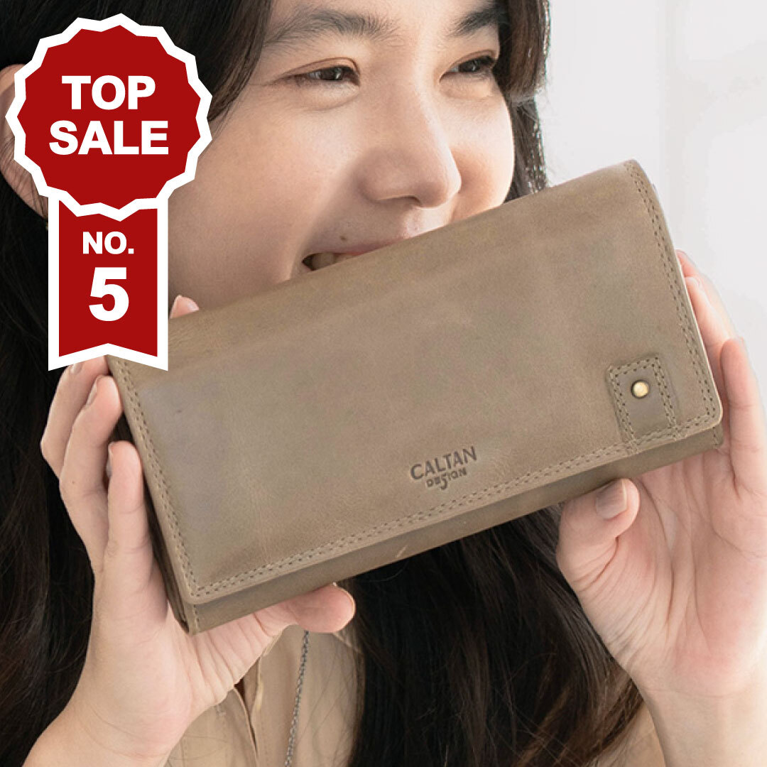 【招財母錢包💰】真皮鉚釘釦飾牛皮長夾-五色(072267)