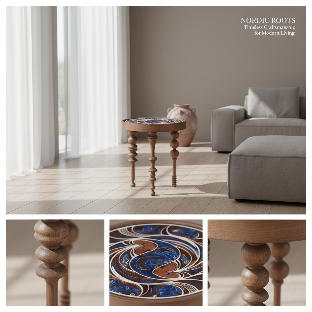 靛藍漩渦 藝術邊几 (Azure Swirl)