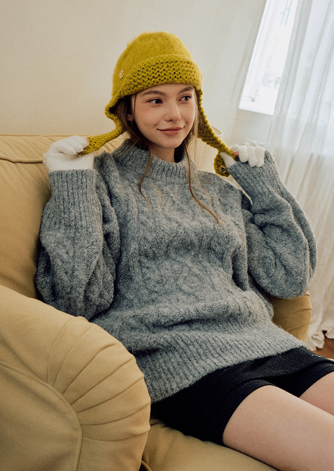 韓國lotsyou｜Colette 慵懶暖暖麻花針織毛衣