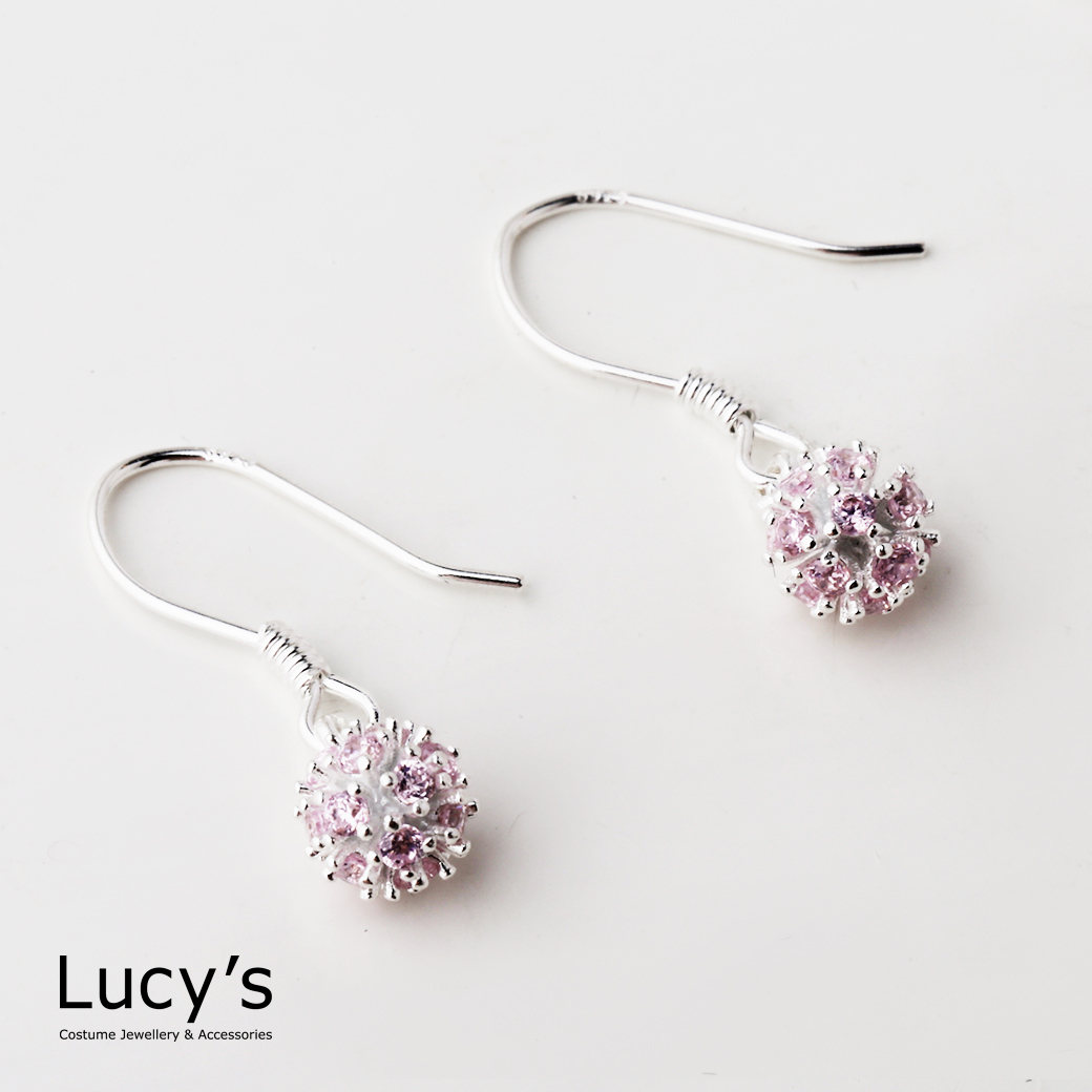 925純銀 小雪球 耳勾耳環 (二色) (100868/99560)