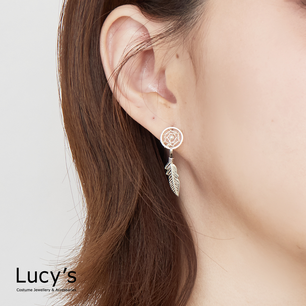 925純銀 捕夢網 硫化耳環 (107918)