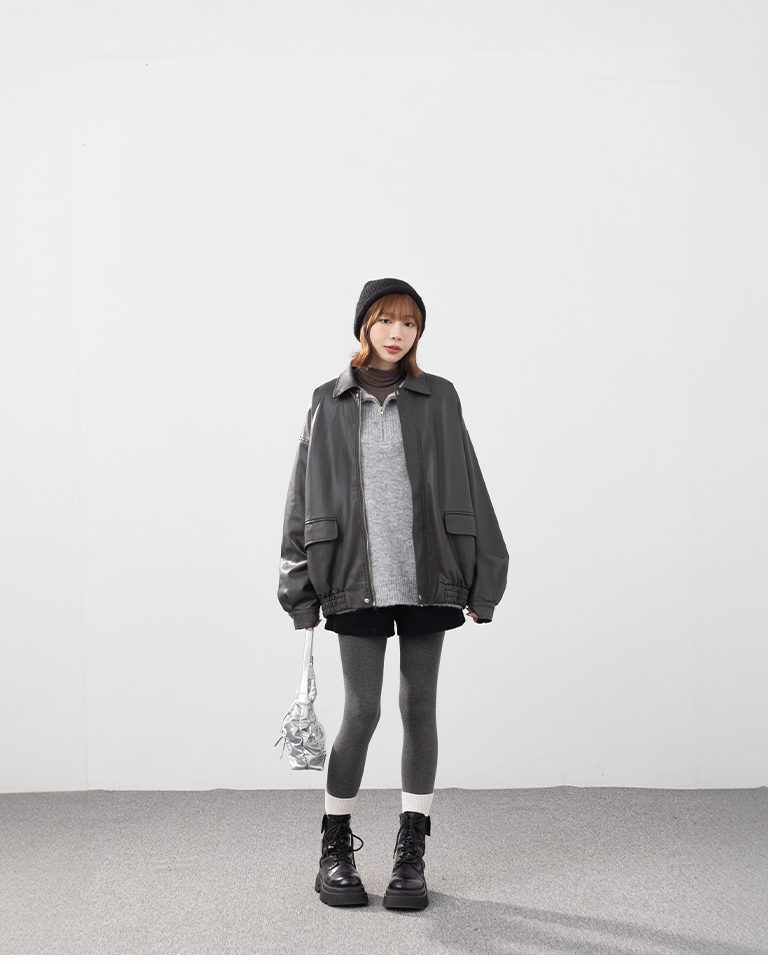 Textured matte leather jacket, available in two colors【02060130】in stock+pre-order