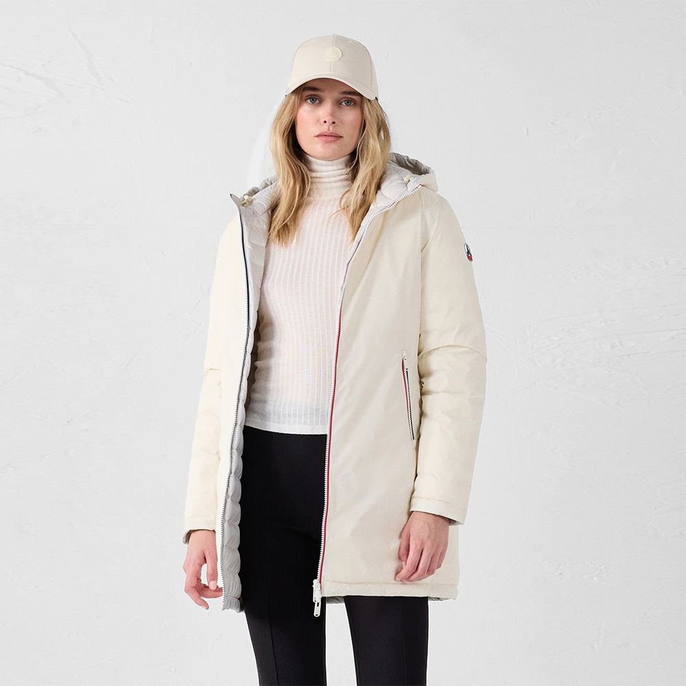 【JOTT】VER二面穿中長版羽絨外套(白/灰)