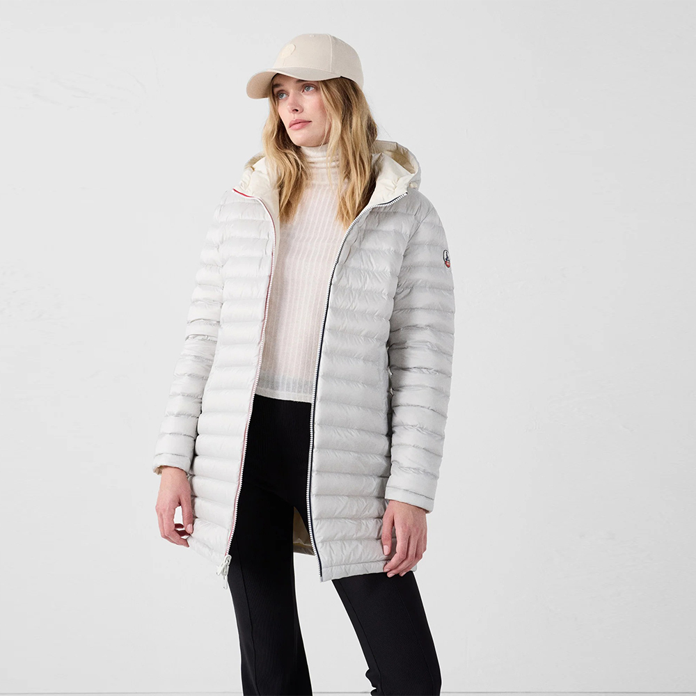 【JOTT】VER二面穿中長版羽絨外套(白/灰)