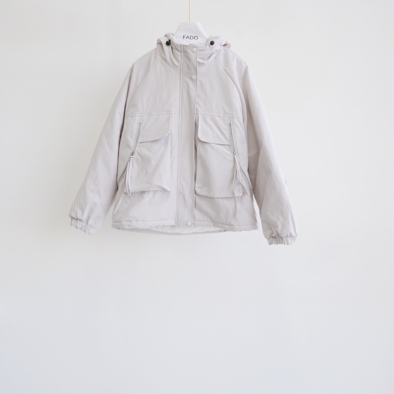 法朵Fado shop｜保暖系 🐑造型口袋內裏加厚毛連帽外套 8724010 黑/杏