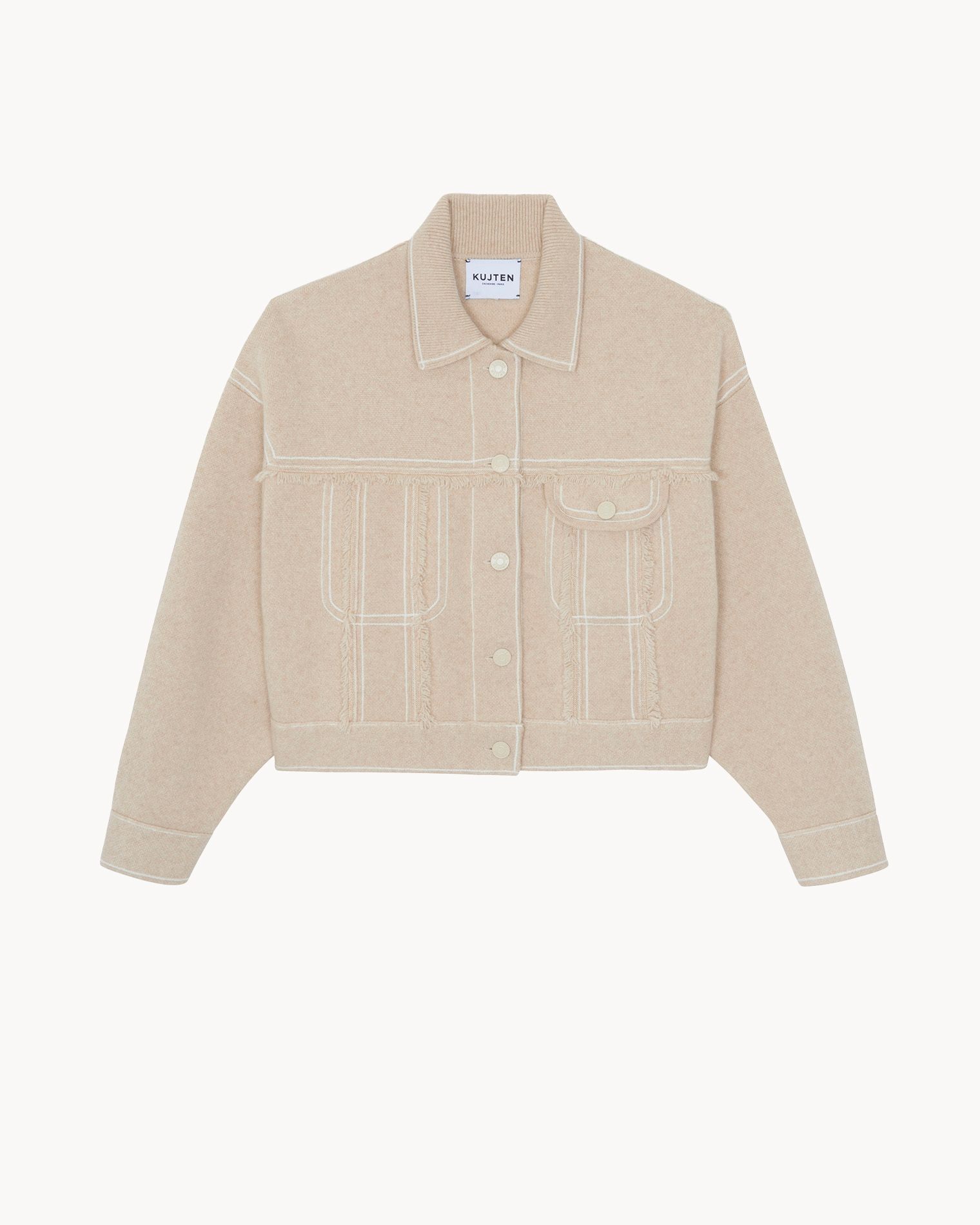 KUJTEN 排釦羊絨短外套(米)