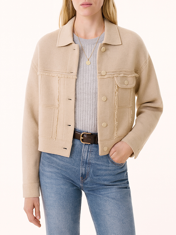 KUJTEN 排釦羊絨短外套(米)