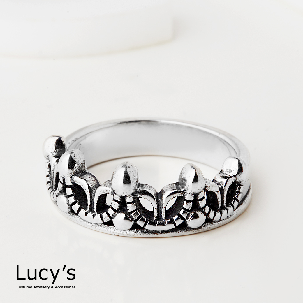 925純銀 皇冠 硫化戒指 (126228)