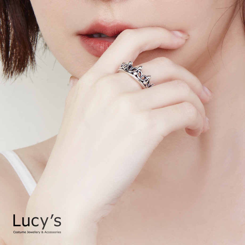 925純銀 皇冠 硫化戒指 (126228)