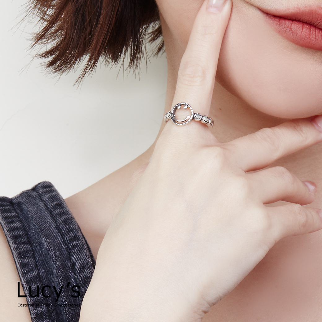 925純銀 微笑圍繞 硫化戒指 (126225)