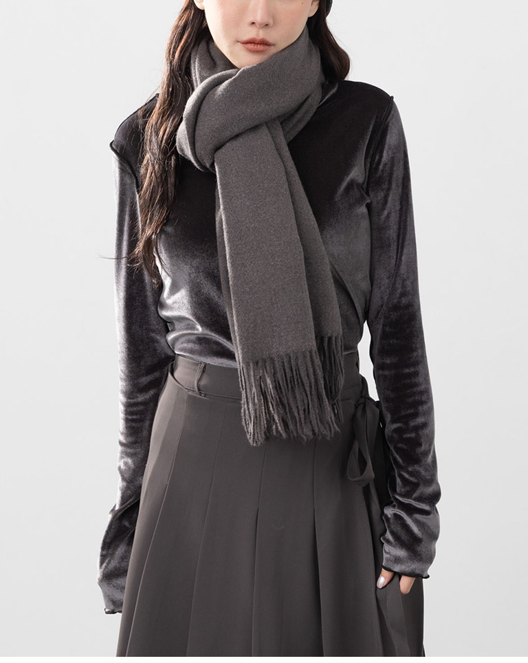 Plain tassel knitted shawl/scarf, available in six colors.【07010476】in stock+pre-order