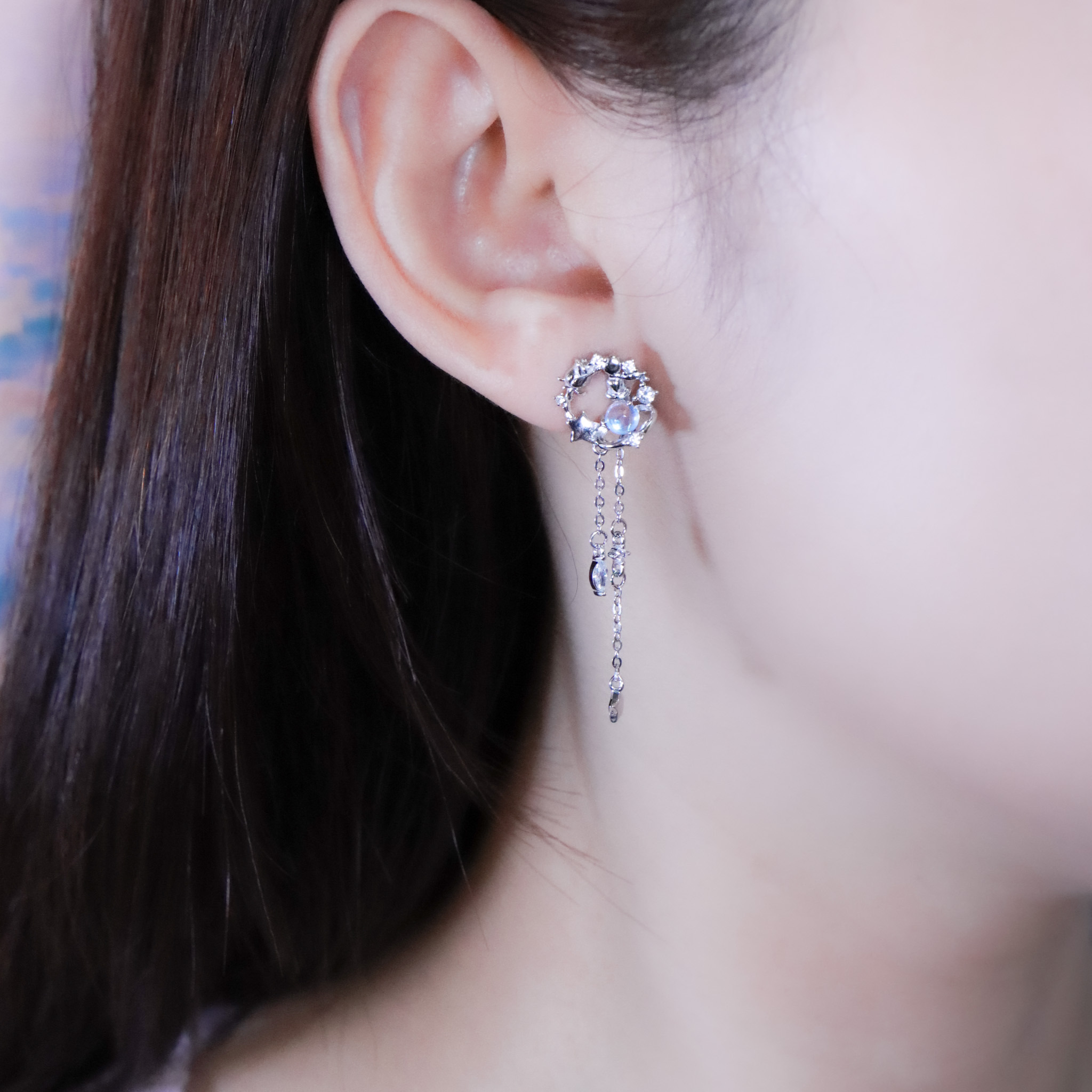 | 925純銀・白金・琉璃 | 漫藍童話星球耳環 | EA1107 |