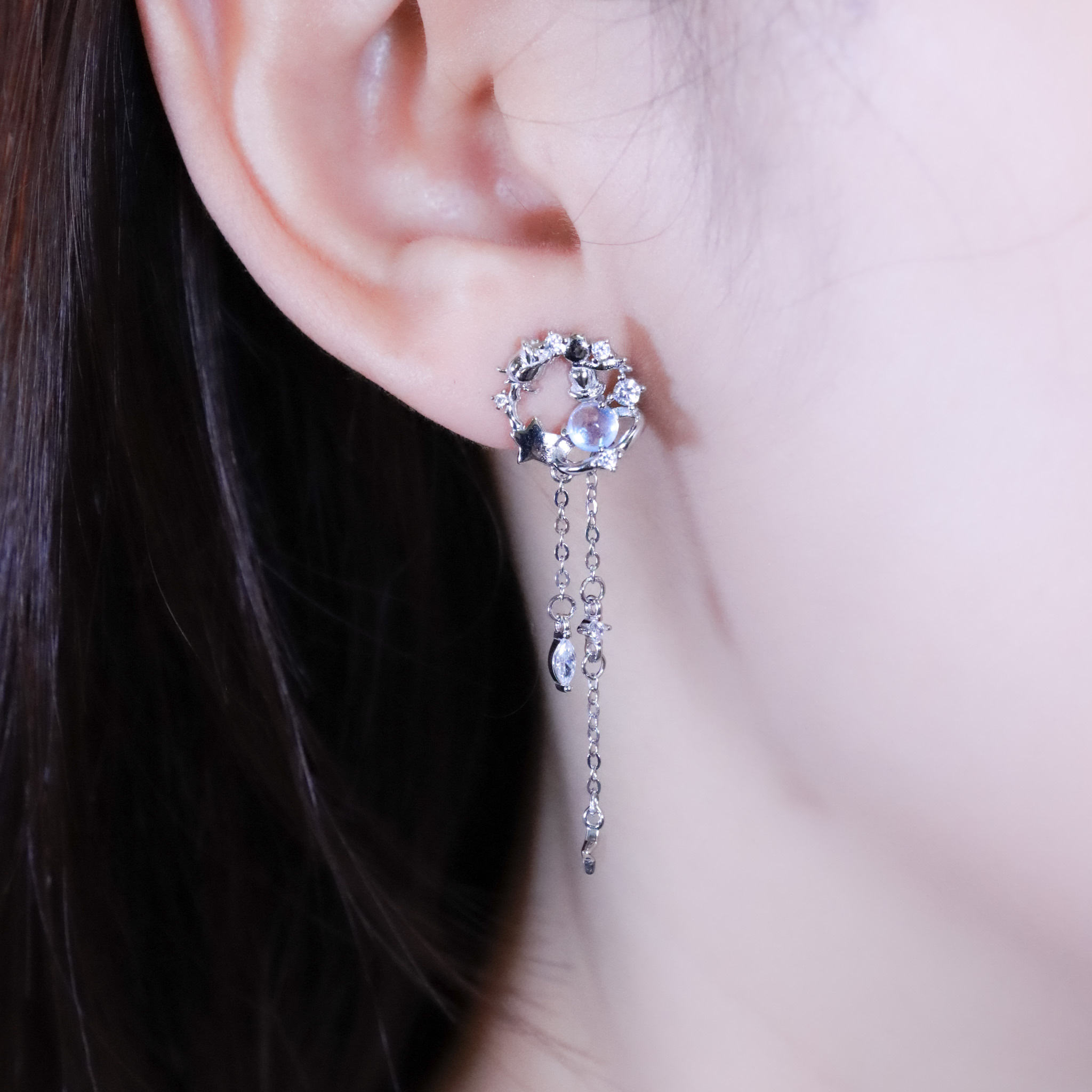 | 925純銀・白金・琉璃 | 漫藍童話星球耳環 | EA1107 |