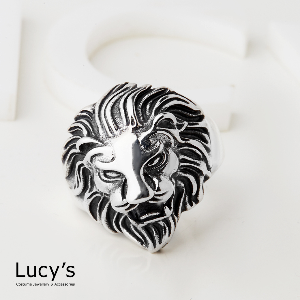 925純銀 個性獅頭 硫化戒指 (125917)